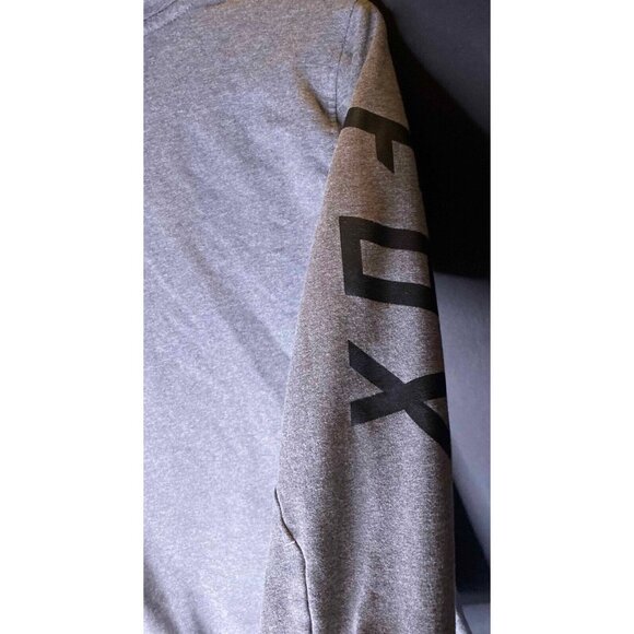 Fox Racing Gray Mock Neck Fleece Pullover Mens M Sweater Arm Spellout - Picture 4 of 8
